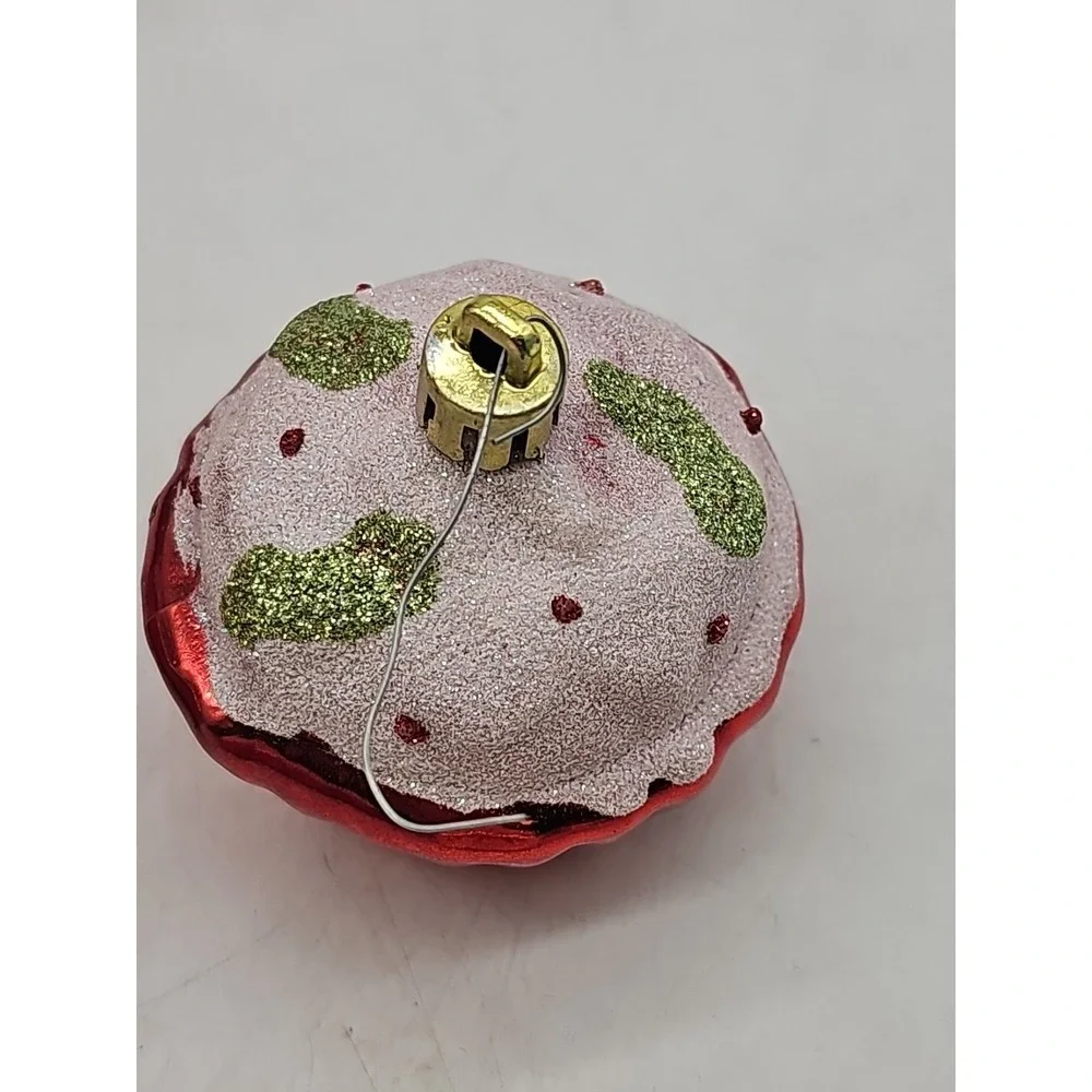 Glass CUPCAKE ORNAMENTS Christmas Blue and Pink Sprinkles 2
